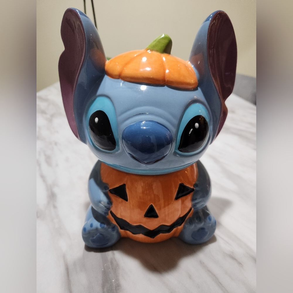 Disney STITCH in pumpkin costume jar